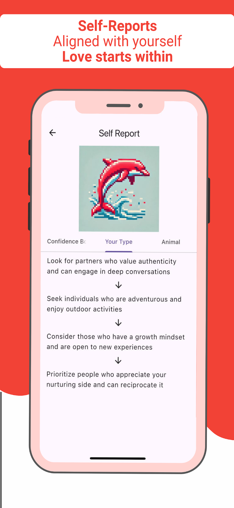 synch user profile interface with values-based compatibility report